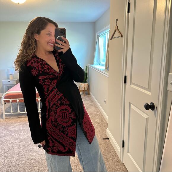 NEW Johnny Was Biya Black Red Wool Blend Embroidered Jacket XS - Picture 5 of 14